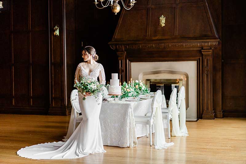 Bride at Oak Room table. Photography, creative direction, planning: Charmaine Mallari